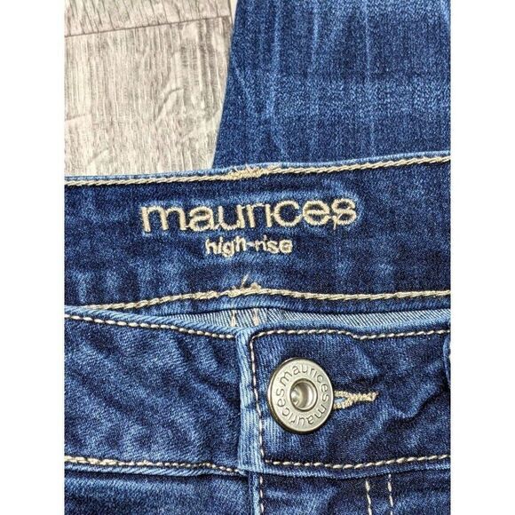 (3/$35) Maurices Size Small Long High Rise Whiskered Distressed Denim Blue Jeans - Picture 5 of 12